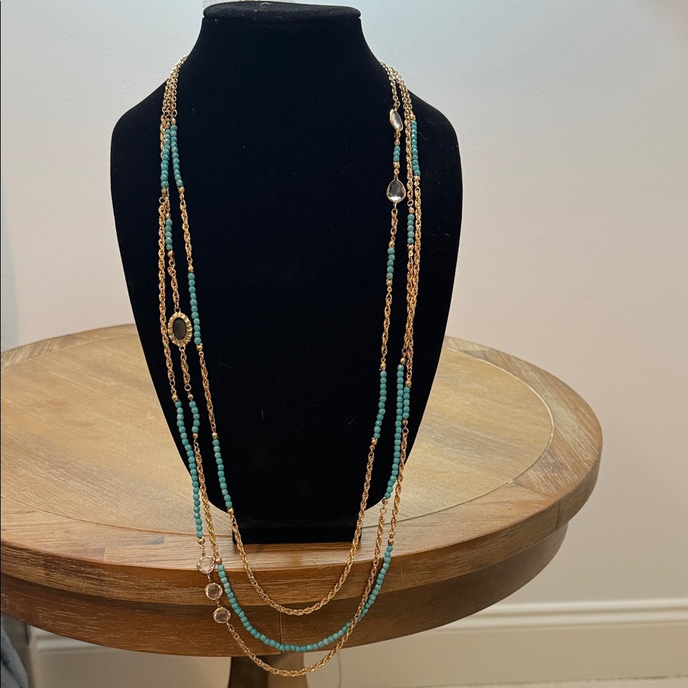 Elegant Gold and Turquoise Beaded Necklace